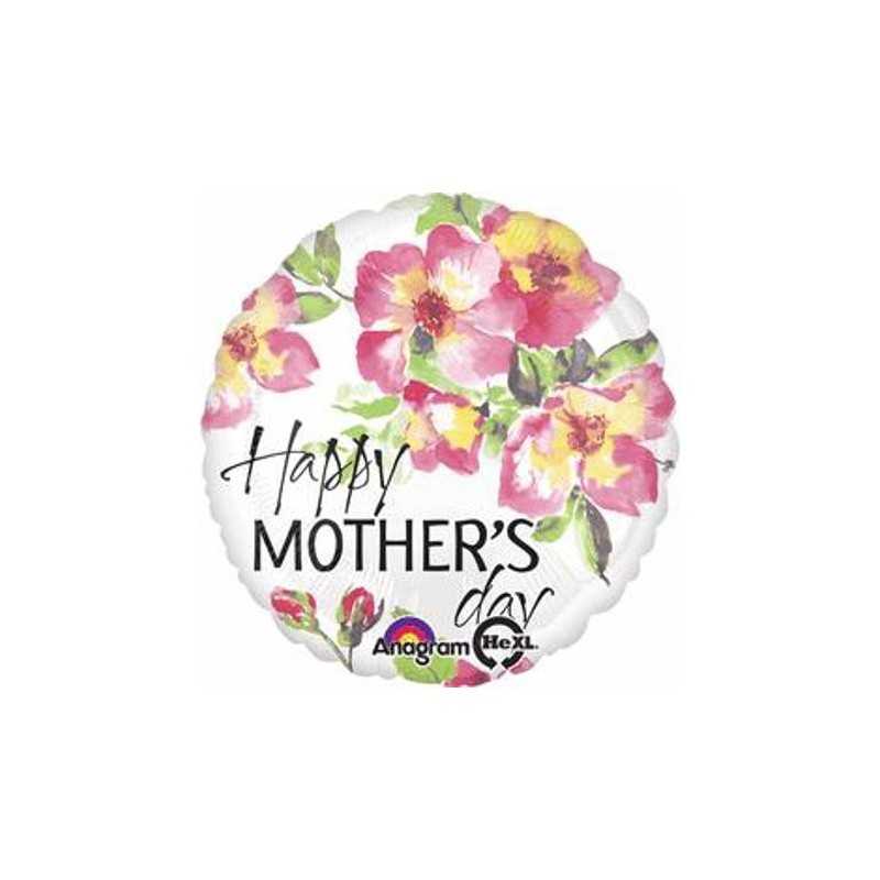 BALLON METALLIQUE ROND HAPPY MOTHER'S DAY 43 CM