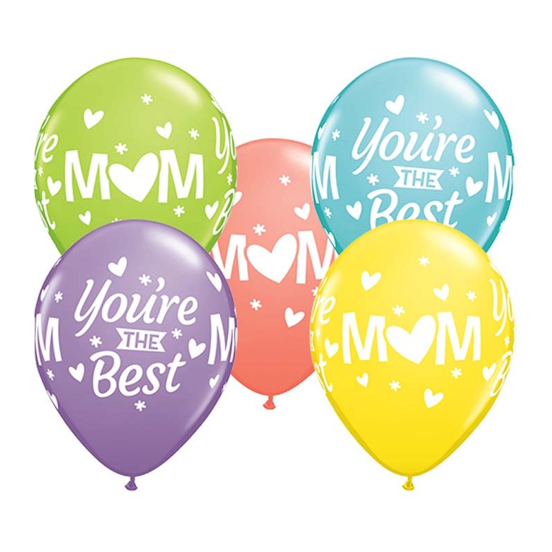 10 BALLONS LATEX QUALATEX YOU'RE THE BEST MOM 11"