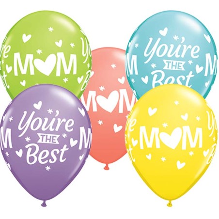 10 BALLONS LATEX QUALATEX YOU'RE THE BEST MOM 11"