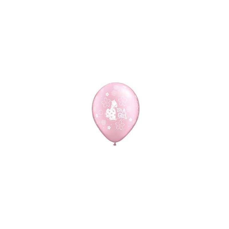 SACHET DE 10 BALLONS LATEX BABY SHOWER IT'S GIRL AVEC GIRAFFE 11"