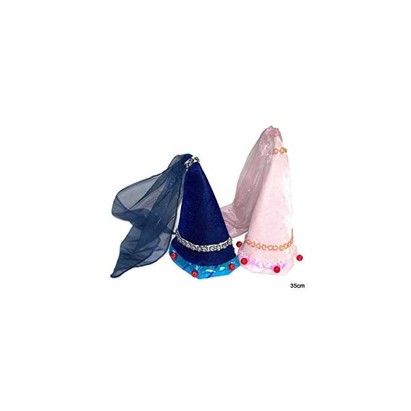 CHAPEAU DE PRINCESSE MEDIEVALE BLEU AVEC VOILE - HENIN