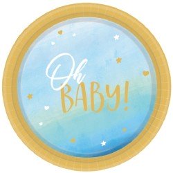 8 ASSIETTES RONDES OH BABY BLEU 23 CM