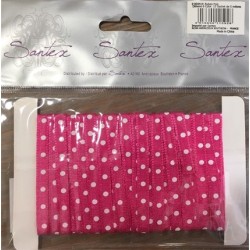 RUBAN ROSE A POIS BLANC 6 MM 5 M