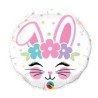 BALLON METALLIQUE LAPIN AVEC FLEURS ROND 46 CM 