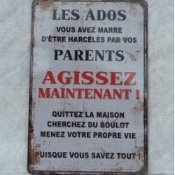 PLAQUE METAL VINTAGE LES ADOS