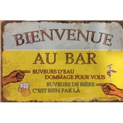 PLAQUE METAL VINTAGE BIENVENUE AU BAR