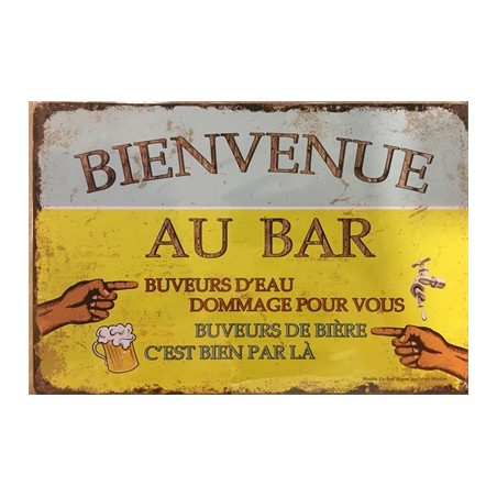 PLAQUE METAL VINTAGE BIENVENUE AU BAR