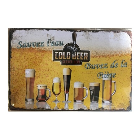 PLAQUE METAL VINTAGE BUVEZ DE LA BIERE