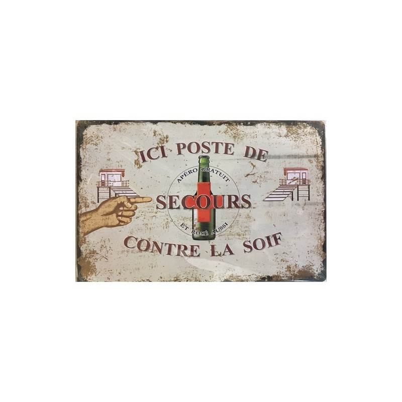 PLAQUE METAL VINTAGE POSTE DE SECOURS