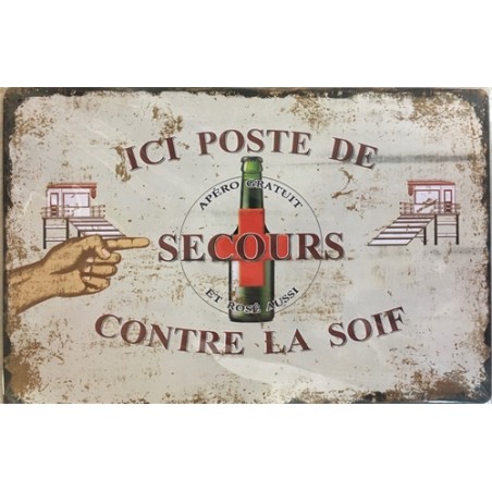 PLAQUE METAL VINTAGE POSTE DE SECOURS