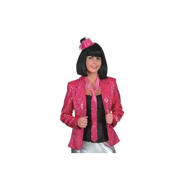 DEGUISEMENT VESTE ROSE FUSHIA AVEC CRAVATE TAILLE 42-44