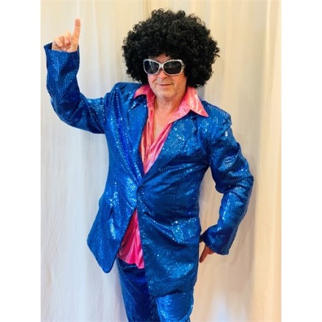 DEGUISEMENT DISCO ENSEMBLE BLEU PAILLETTE TAILLE 54