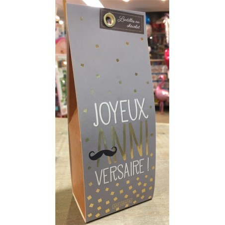 LENTILLES AU CHOCOLAT 80 G JOYEUX ANNIVERSAIRE EFFET METALLIC OR