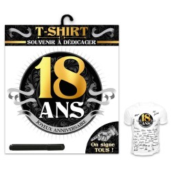 T SHIRT A DEDICACER 18 ANS NOIR ET OR 