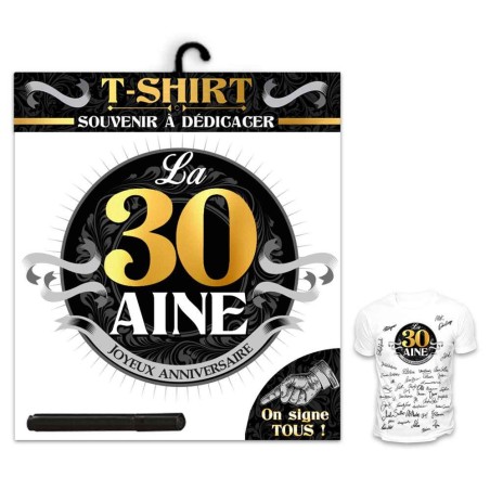 TEE SHIRT A DEDICACER 30 ANS NOIR ET OR 