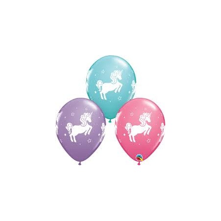 SACHET DE 25 BALLONS LATEX LICORNE COULEURS ASSORTIS  11"