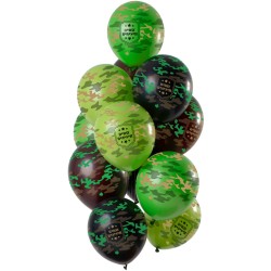 12 BALLONS LATEX IMPRIME CAMOUFLAGE DIAMETRE 30 CM