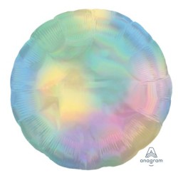 BALLON METALLIQUE ROND HOLOGRAPHIQUE IRIDESCENT ARC EN CIEL 45 CM