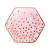 8 ASSIETTES HEXAGONALES BIRTHDAY ROSE ET ROSE GOLD 23 CM 