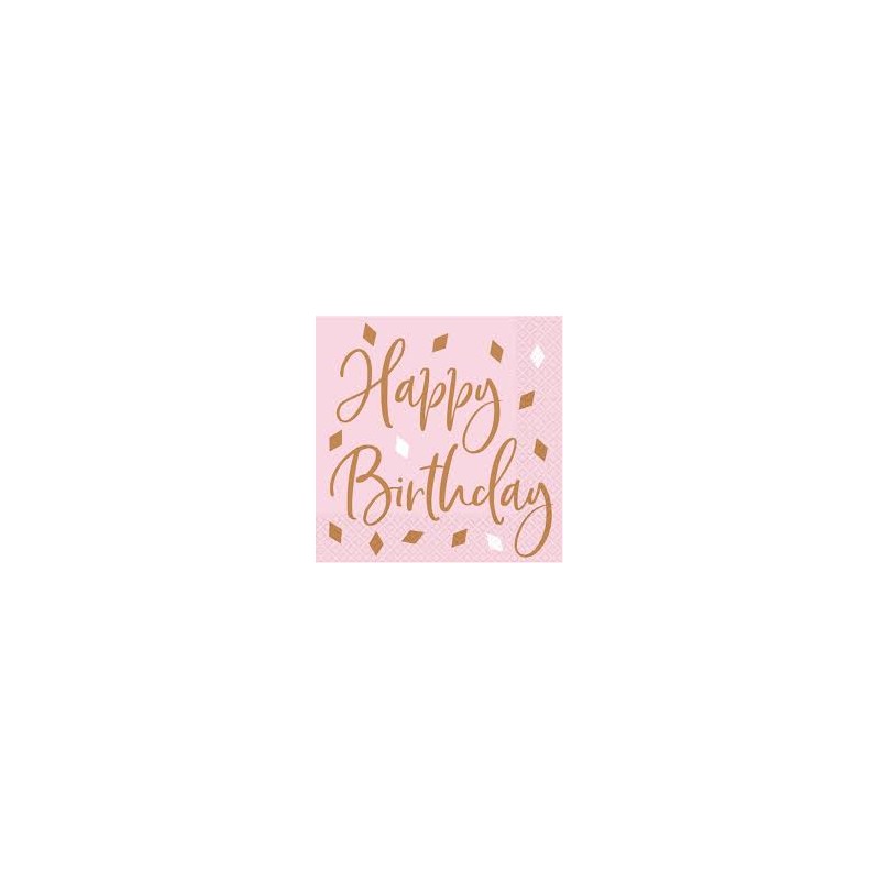 16 SERVIETTES HAPPY BIRTHDAY 33 X 33 CM 