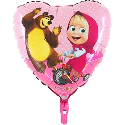 BALLON METALLIQUE COEUR MASHA ET L'OURS 45 CM 