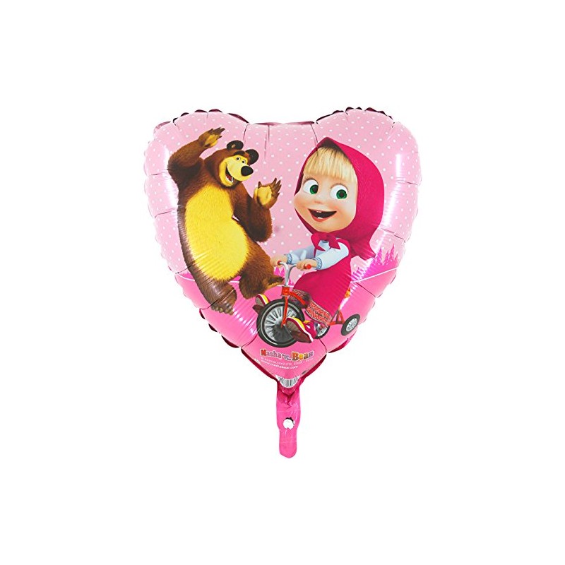 BALLON METALLIQUE COEUR MASHA ET L'OURS 45 CM 