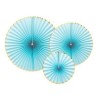 3 ROSETTES DECORATIVE BLEU ET OR 