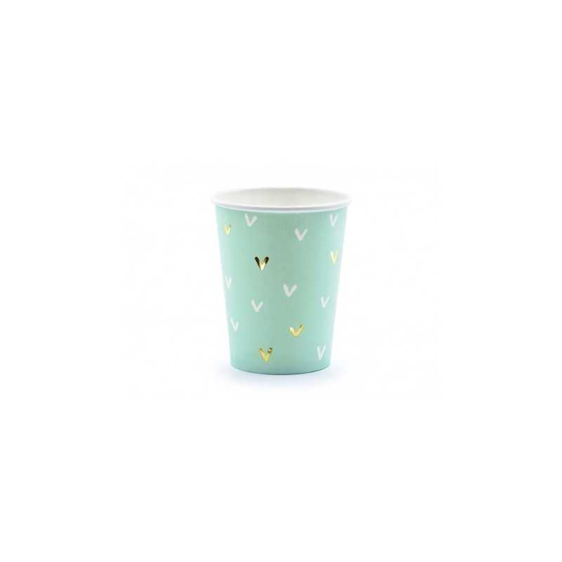 6 GOBELETS VERT MENTHE A MOTIF 