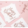 20 SERVIETTES BLANCHES HAPPY BIRTHDAY ROSE GOLD 33 X 33 CM