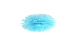 1 POMPOM BLEU PAPIER 25 CM 