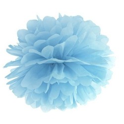 1 POMPOM BLEU CLAIR PAPIER 25 CM 