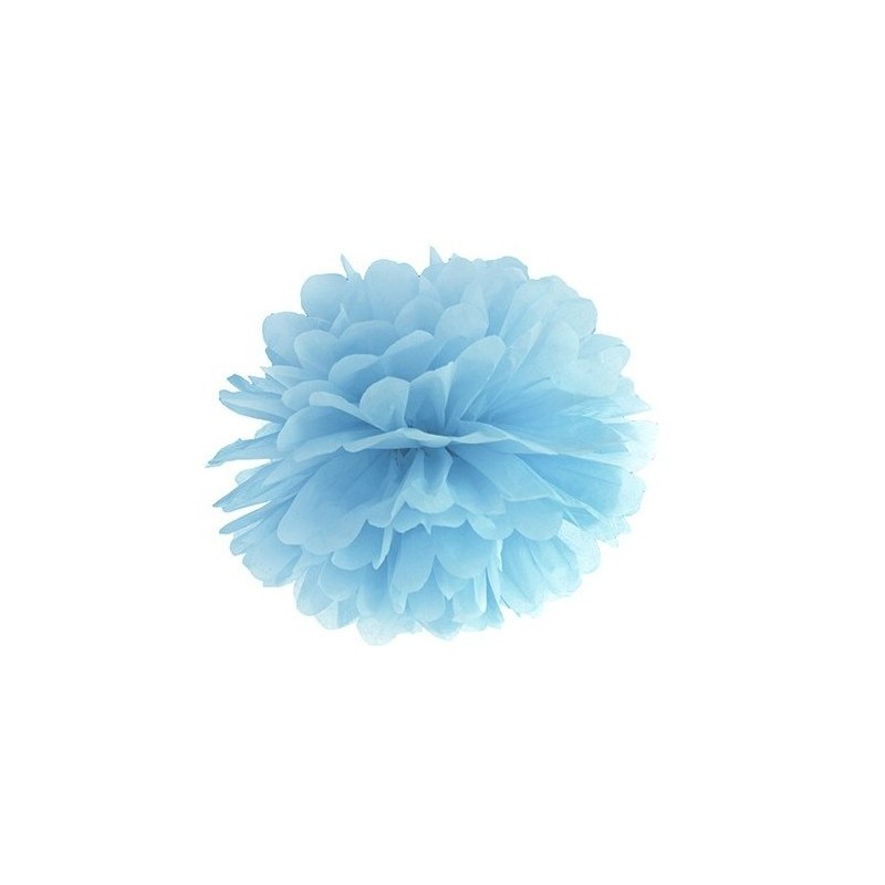 1 POMPOM BLEU CLAIR PAPIER 25 CM 