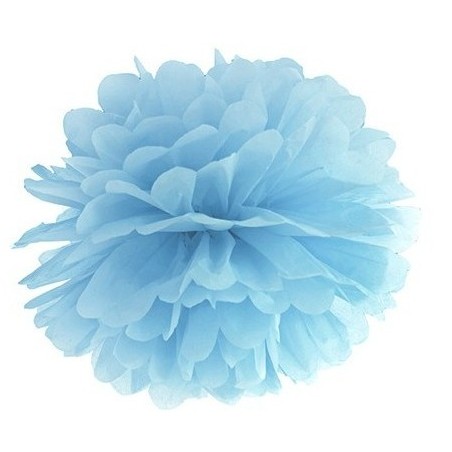 1 POMPOM BLEU CLAIR PAPIER 25 CM 