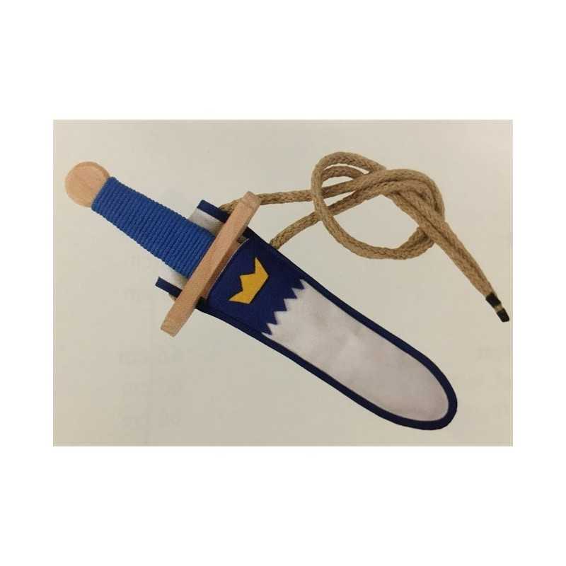 EPEE EN BOIS AVEC FOURREAU LANSQUENET BLANC-BLEU 30 CM
