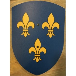 BOUCLIER EN BOIS FLEUR DE LYS BLEUE 27 X 37 CM