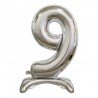 BALLON METALLIQUE CHIFFRE 9 ARGENT 76 CM