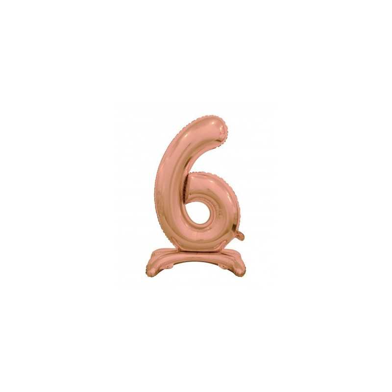 BALLON METALLIQUE CHIFFRE 6 ROSE GOLD 76 CM 