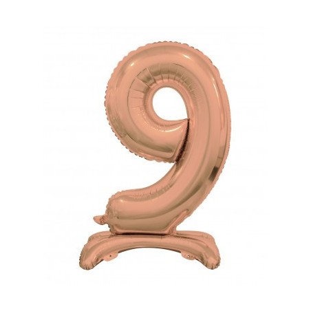 BALLON METALLIQUE CHIFFRE 9 ROSE GOLD  76 CM 