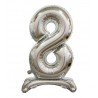 BALLON METALLIQUE CHIFFRE 8 ARGENT 76 CM 