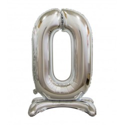 BALLON METALLIQUE CHIFFRE 0 ARGENT 76 CM 