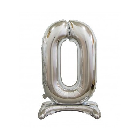 BALLON METALLIQUE CHIFFRE 0 ARGENT 76 CM 