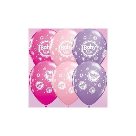 10 BALLONS LATEX BABY GIRL 3 COULEURS ASSORTIES 