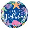BALLON METALLIQUE ROND HAPPY BIRTHDAY LES FOND MARINS 46 CM