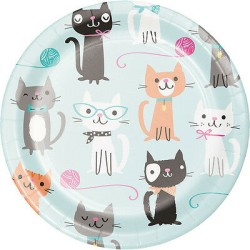 8 ASSIETTES CARTON CHAT 17.4 CM