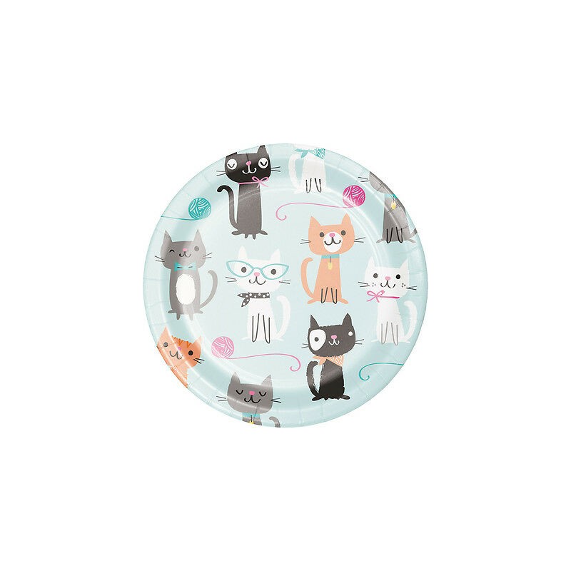 8 ASSIETTES CARTON CHAT 17.4 CM