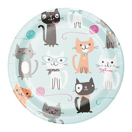 8 ASSIETTES CARTON CHAT 17.4 CM