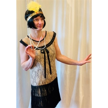 DEGUISEMENT ROBE CHARLESTONE OR ET NOIR LUXE TAILLE S-M 