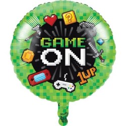 BALLON METALLIQUE ROND JEUX VIDEO 45 CM