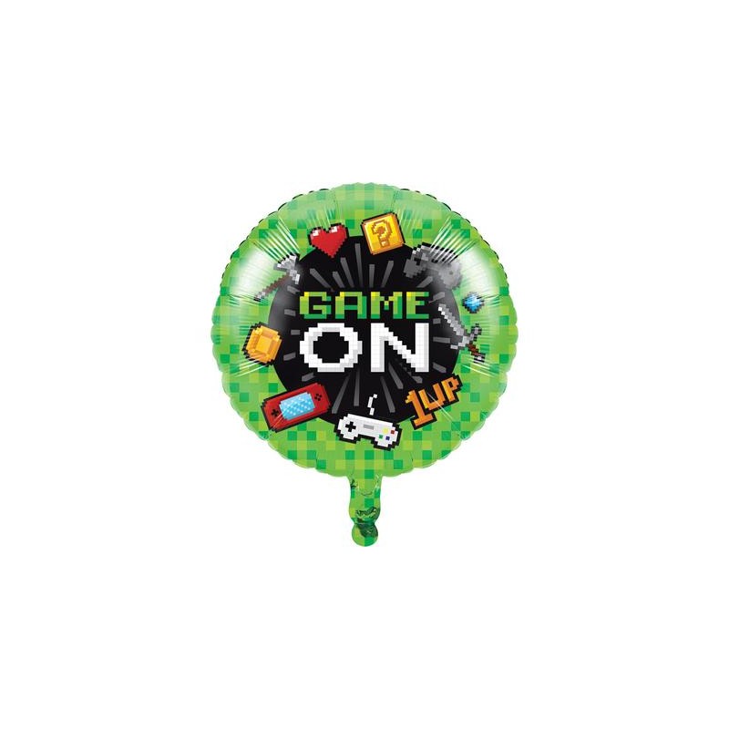 BALLON METALLIQUE ROND JEUX VIDEO 45 CM