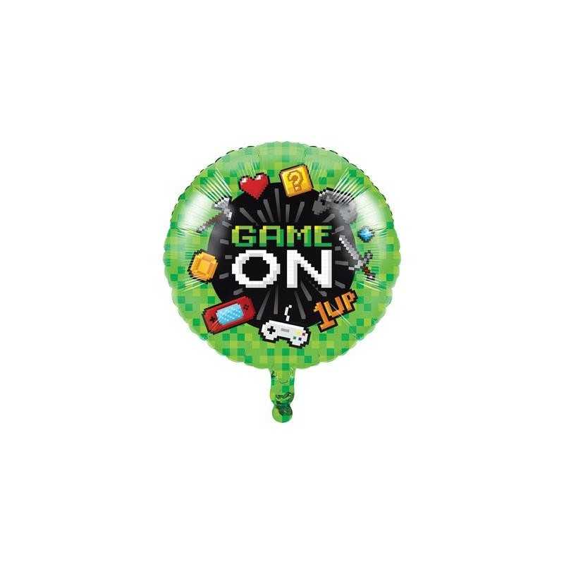 BALLON METALLIQUE ROND JEUX VIDEO 45 CM